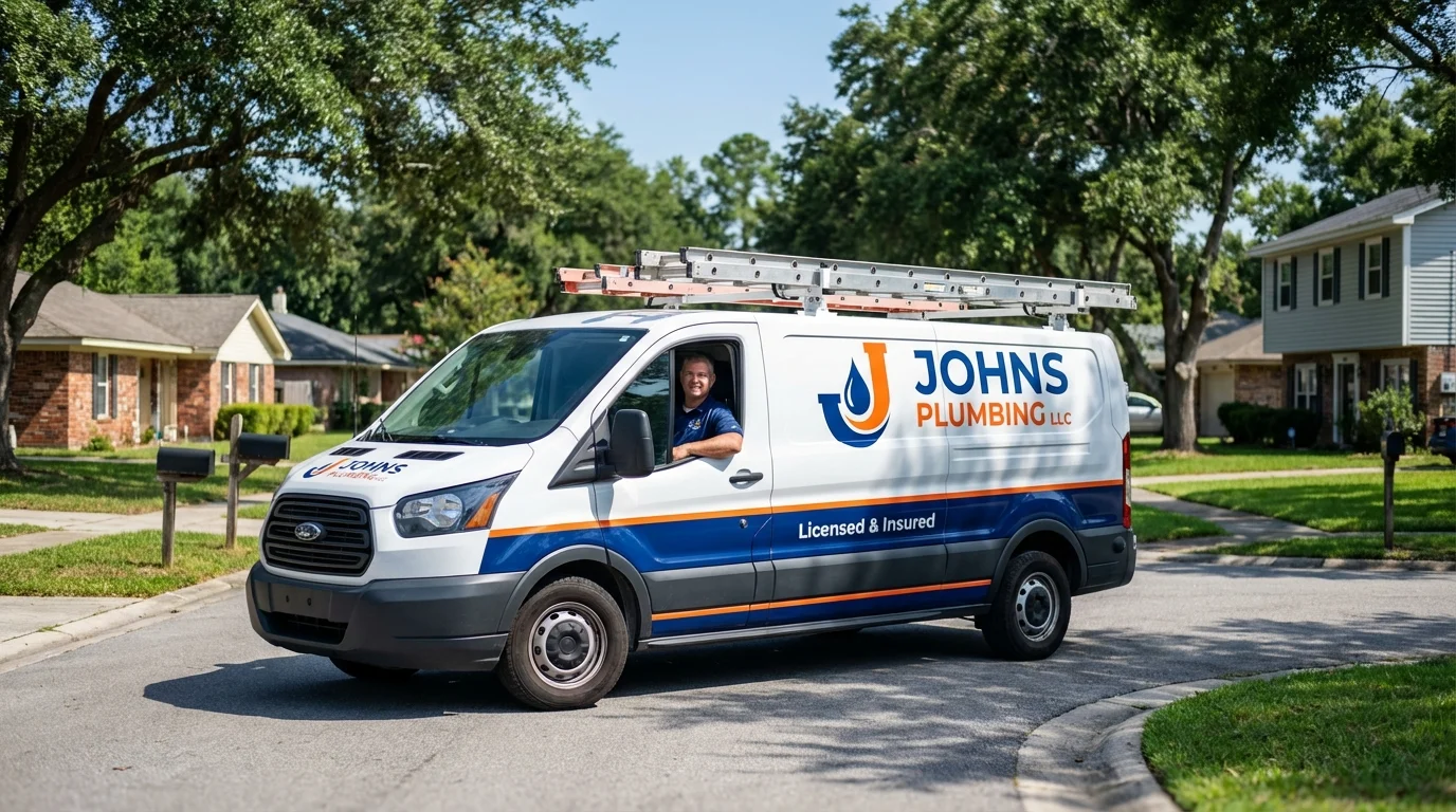 Johns Plumbing LLC service van in Oelwein, IA