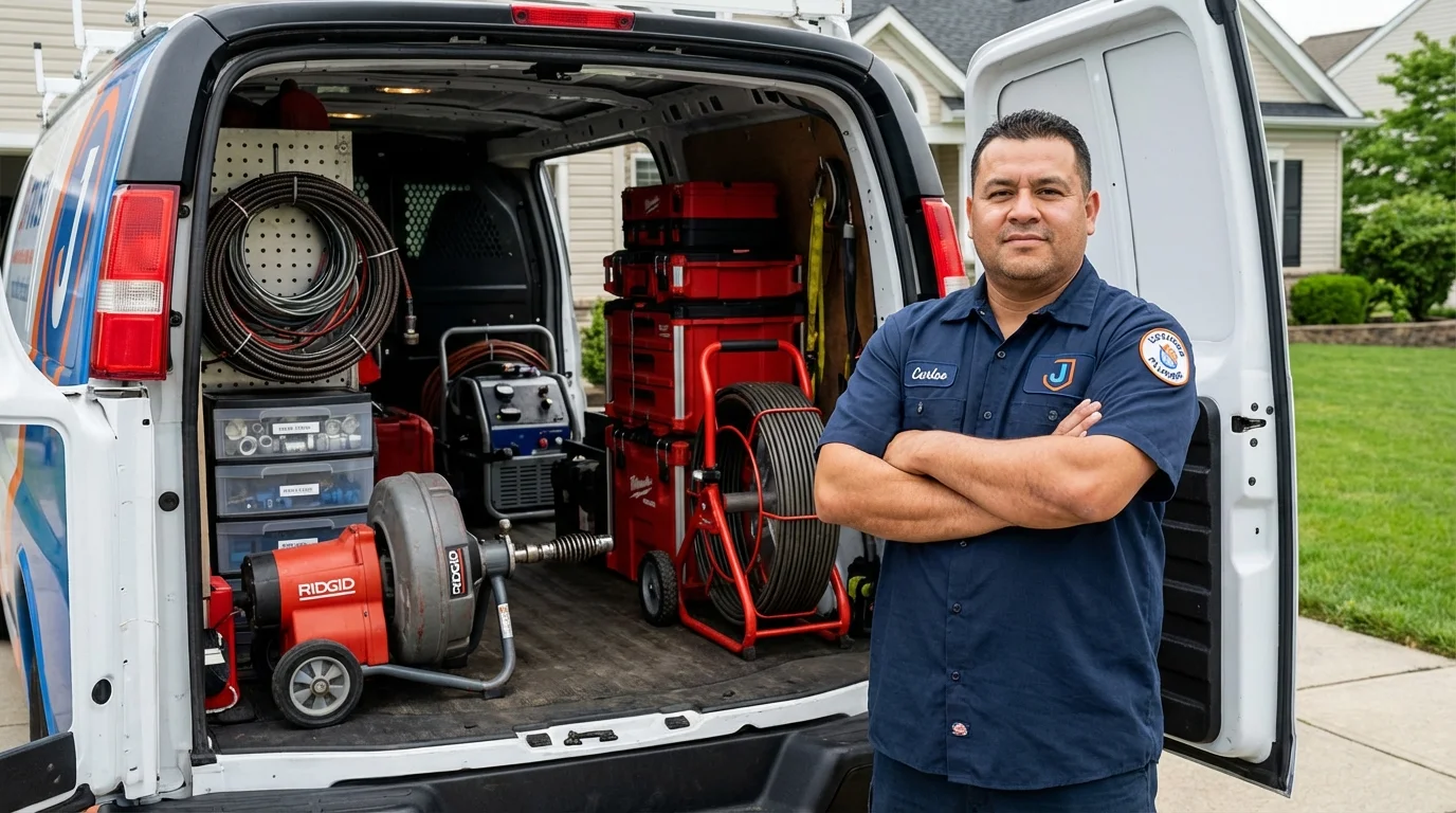 Professional drain cleaning equipment and Johns Plumbing LLC plumber in Oelwein
