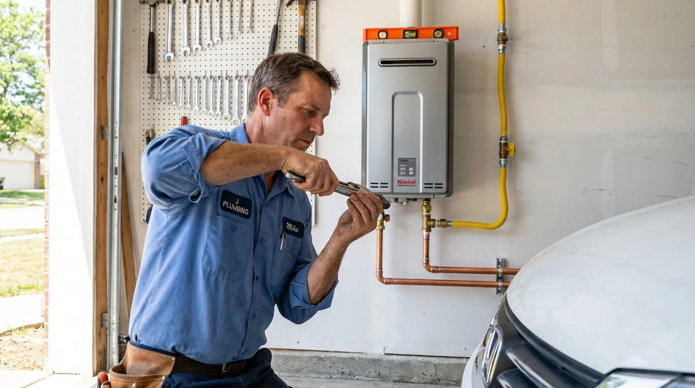 Tankless water heater installation by a Johns Plumbing LLC plumber in Oelwein
